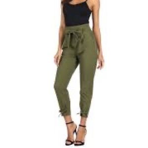 Grace Karin paperbag pants with tie detail